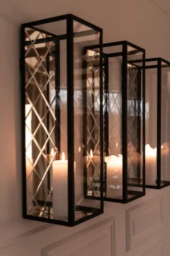 Specktrum Harlequin Lantern - Clear Mirror, Black Frame Large - wall mounted (20*20*65)