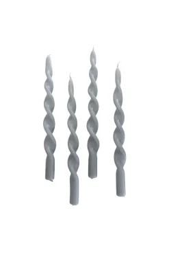 Specktrum The Curly Candle Collection - Packed with 4 Pieces per box - Steel Grey Fully Curled