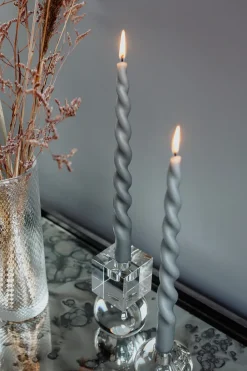 Specktrum The Curly Candle Collection - Packed with 4 Pieces per box - Steel Grey Fully Curled
