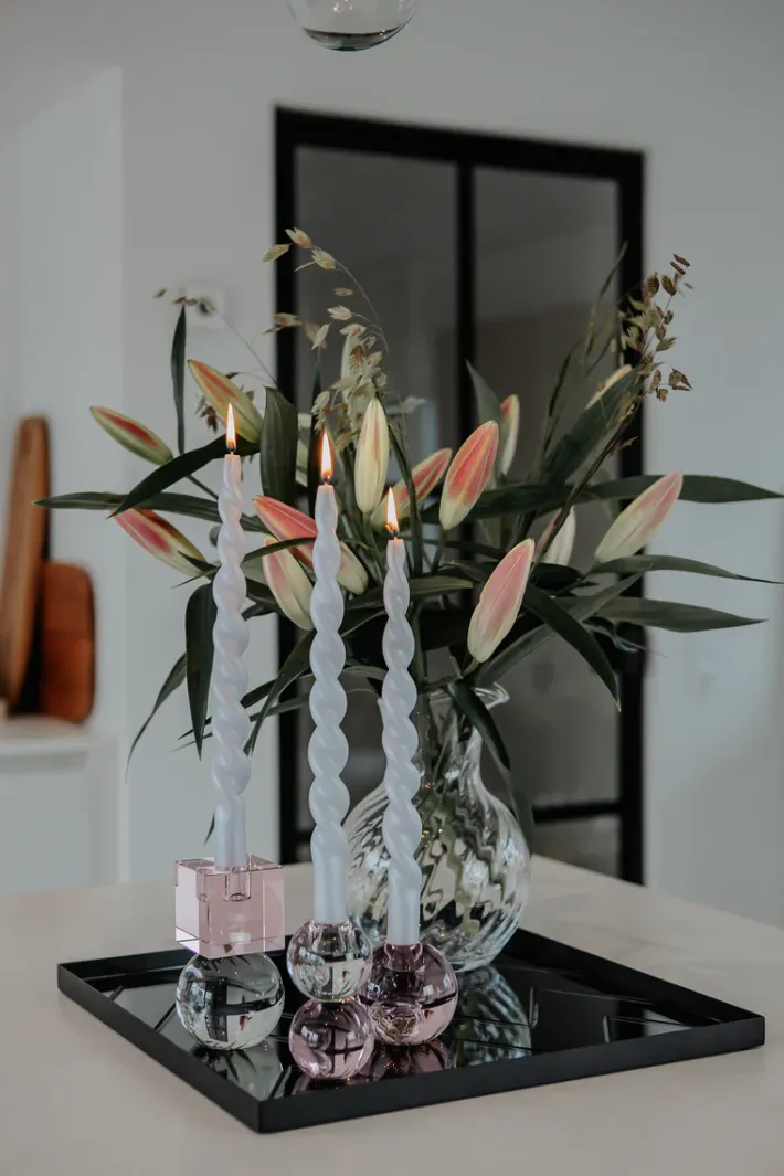 Specktrum The Pearl Candle Collection - Packed with 4 Pieces per box - Silver Grey Pearl Fully Curled